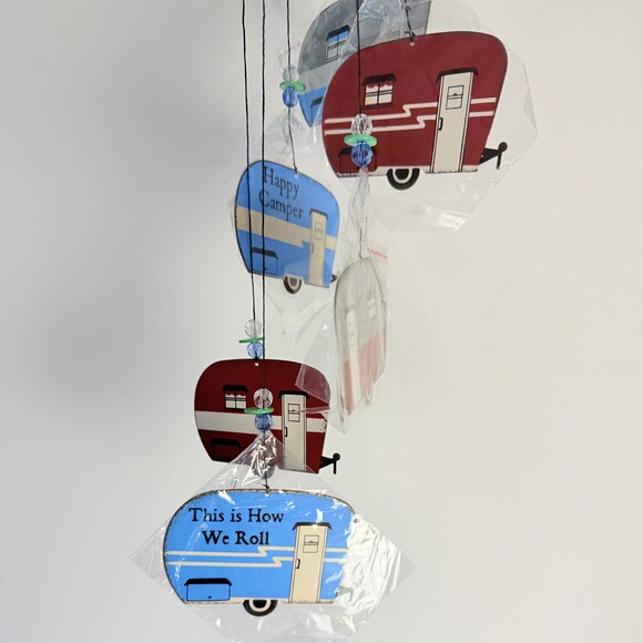 NWT Sunset Vista Designs Multicolor Metal Camper Trailer Modern Wind Chime New - Picture 2 of 6